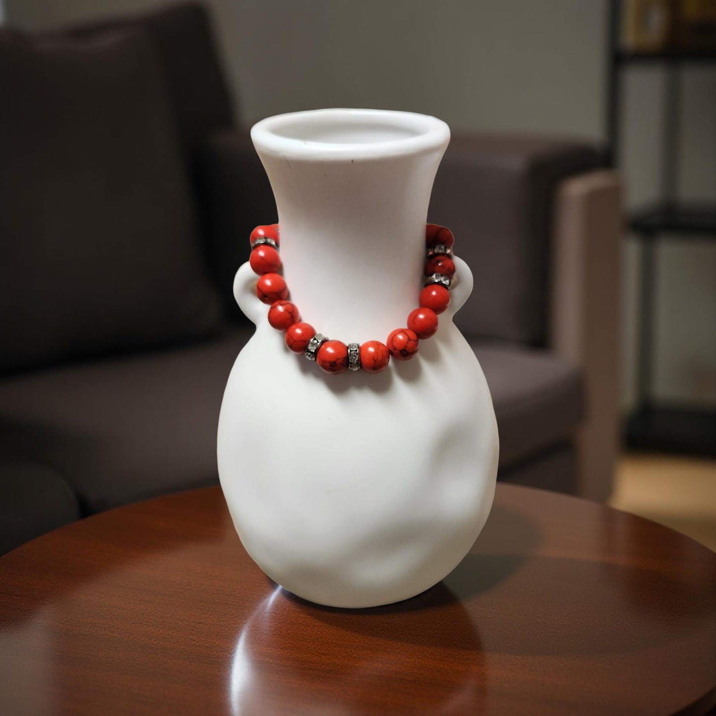 Tumbled Stone Bracelet – Turquoise, Tiger Eye & Bloodstone - Cypress & Sage - Vermilion