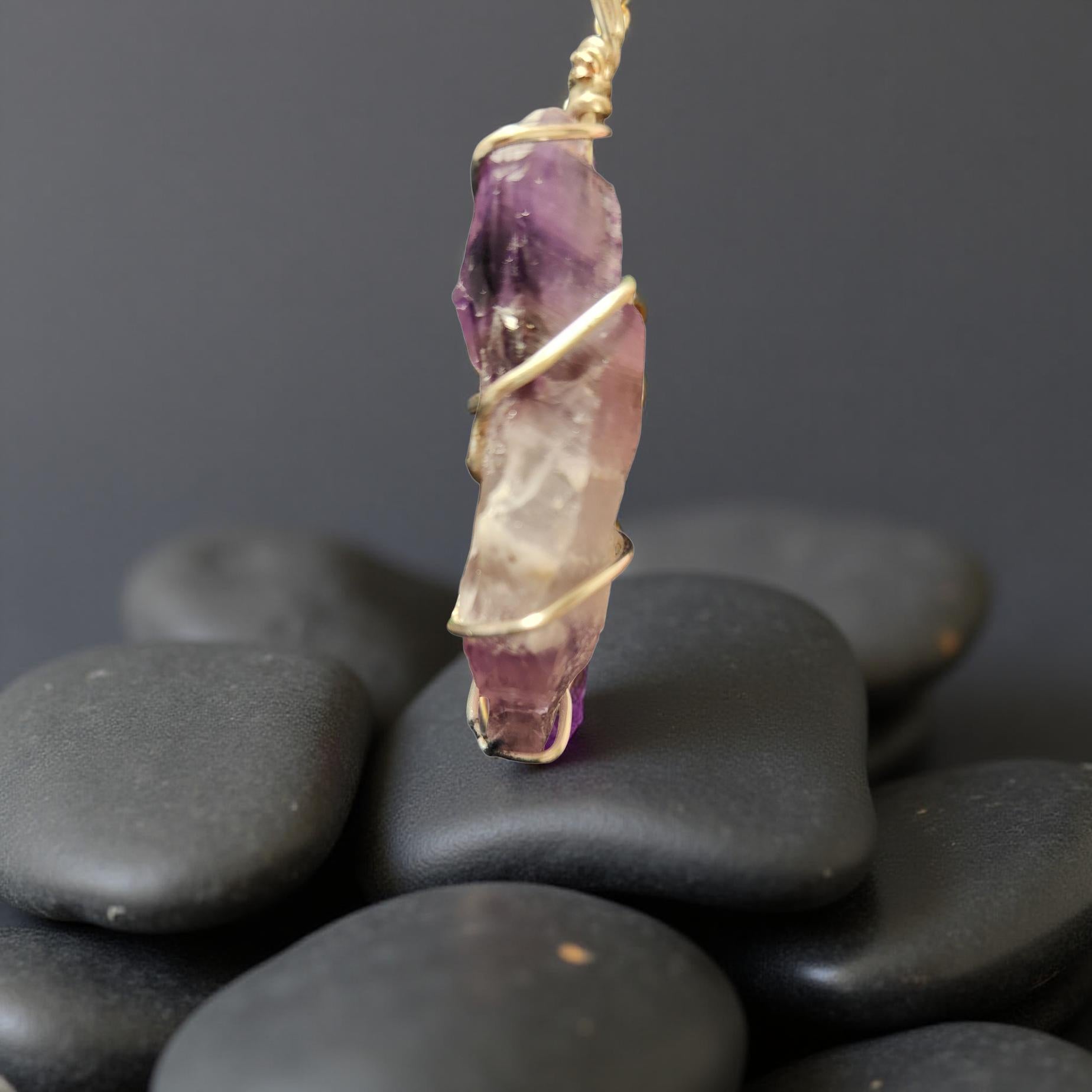 Natural Stone Necklace Collection – Quartz, Amethyst, Peacock Ore & Septarian - Cypress & Sage - Vermilion