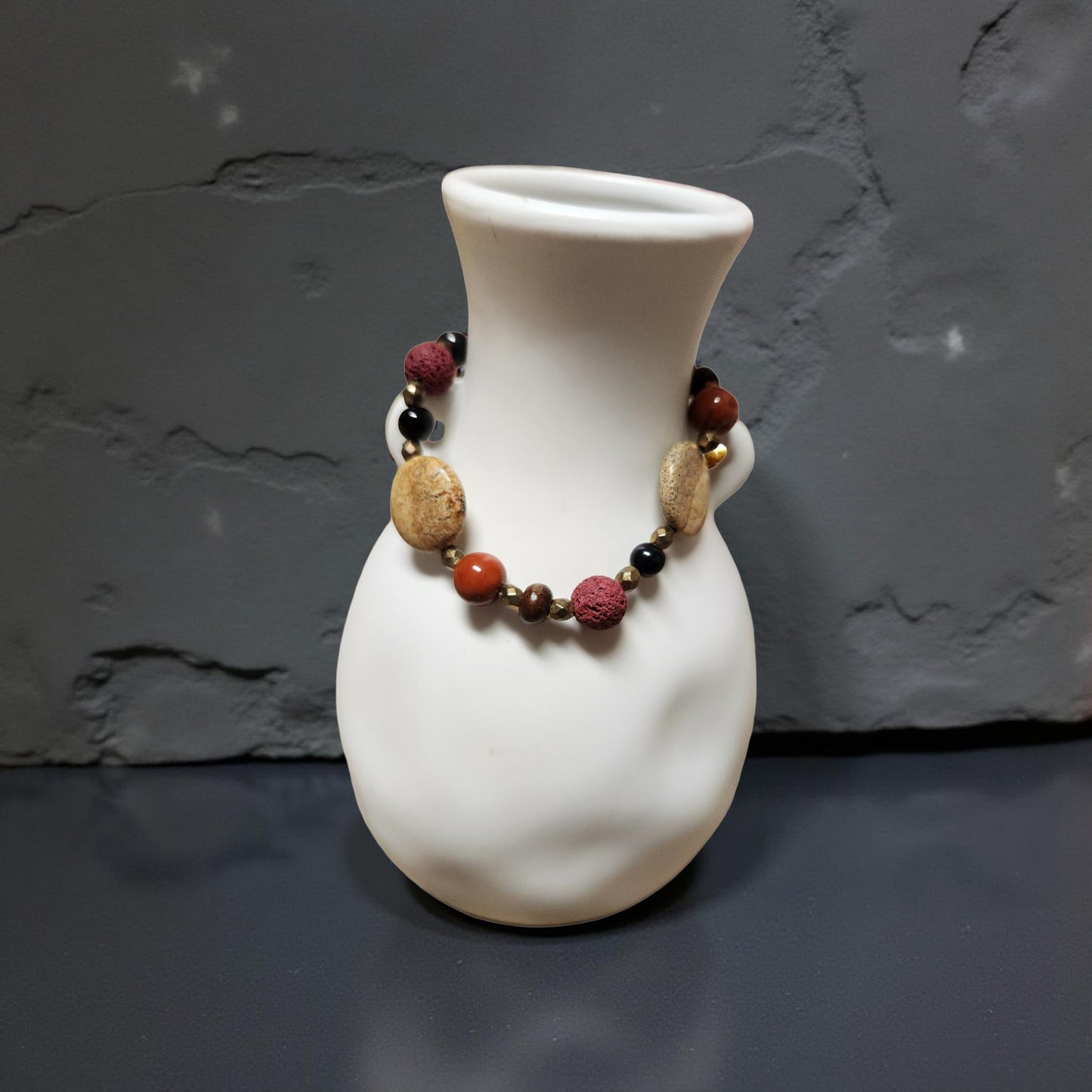 Aromatherapy Bracelet – Lava Rock Beads - Cypress & Sage - Vermilion