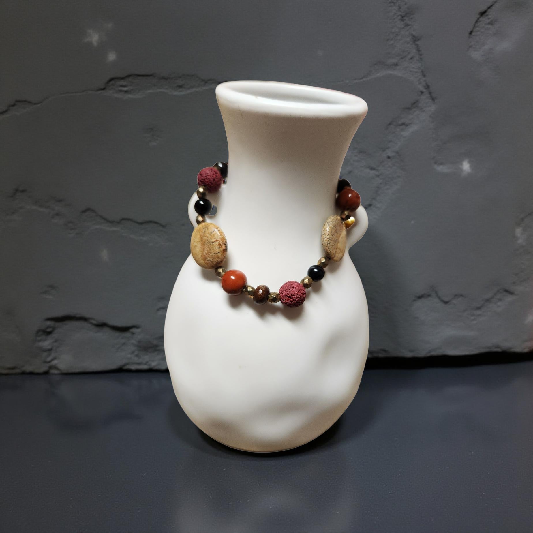 Aromatherapy Bracelet – Lava Rock Beads - Cypress & Sage - Vermilion