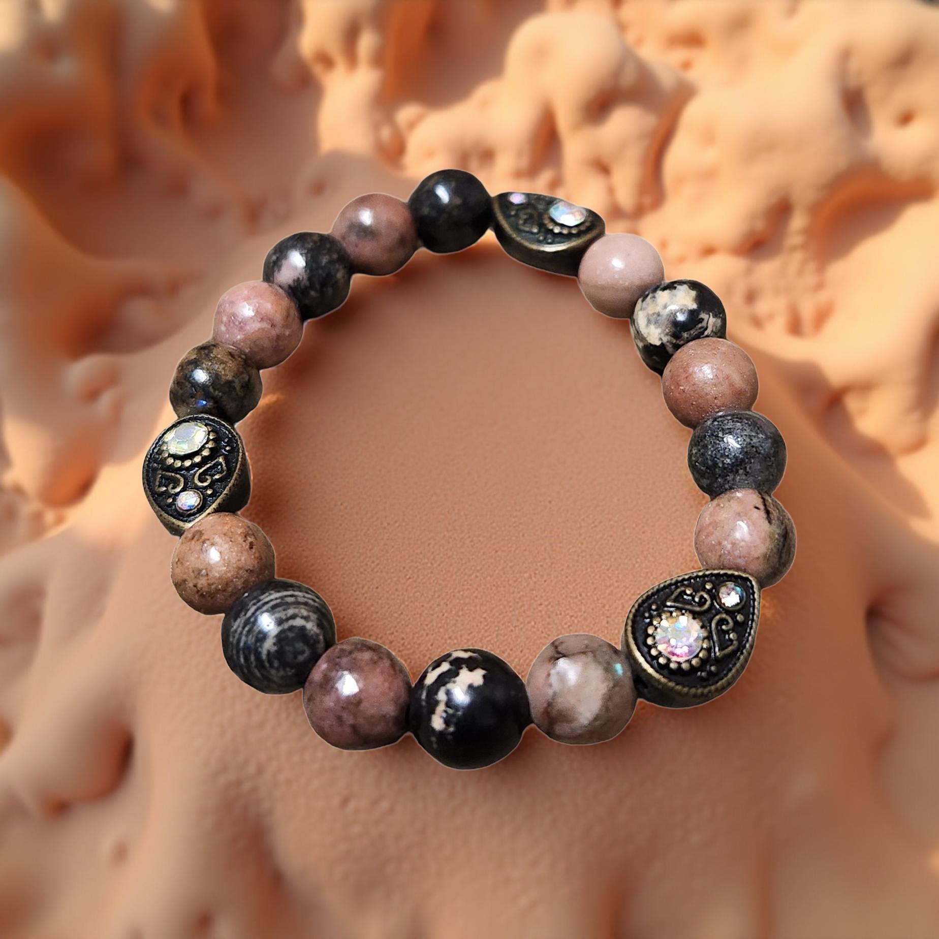 Kids Gemstone Bracelet – Natural Tumbled Beads - Cypress & Sage - Vermilion