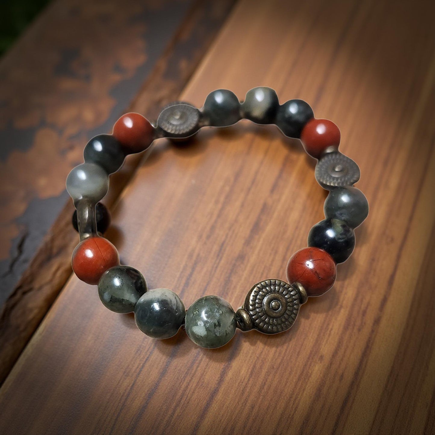 Kids Gemstone Bracelet – Natural Tumbled Beads - Cypress & Sage - Vermilion