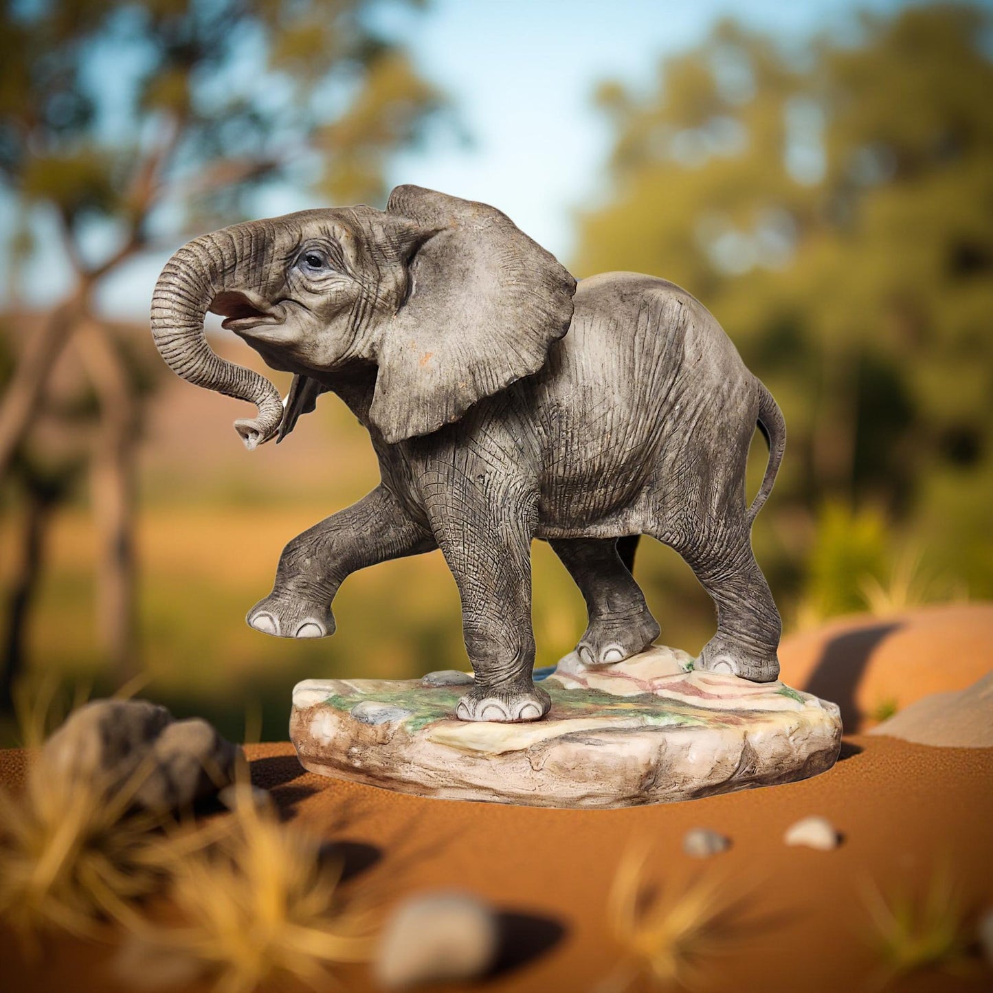 Vintage Boehm Porcelain Elephant – Model 200‑44 - Cypress & Sage - Vermilion