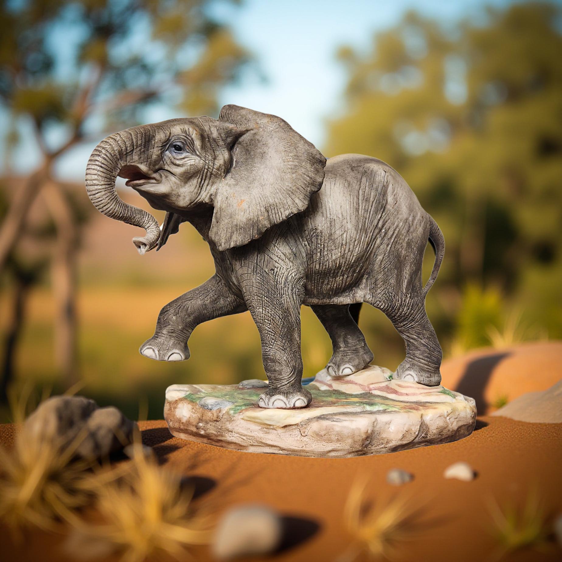 Vintage Boehm Porcelain Elephant – Model 200‑44 - Cypress & Sage - Vermilion