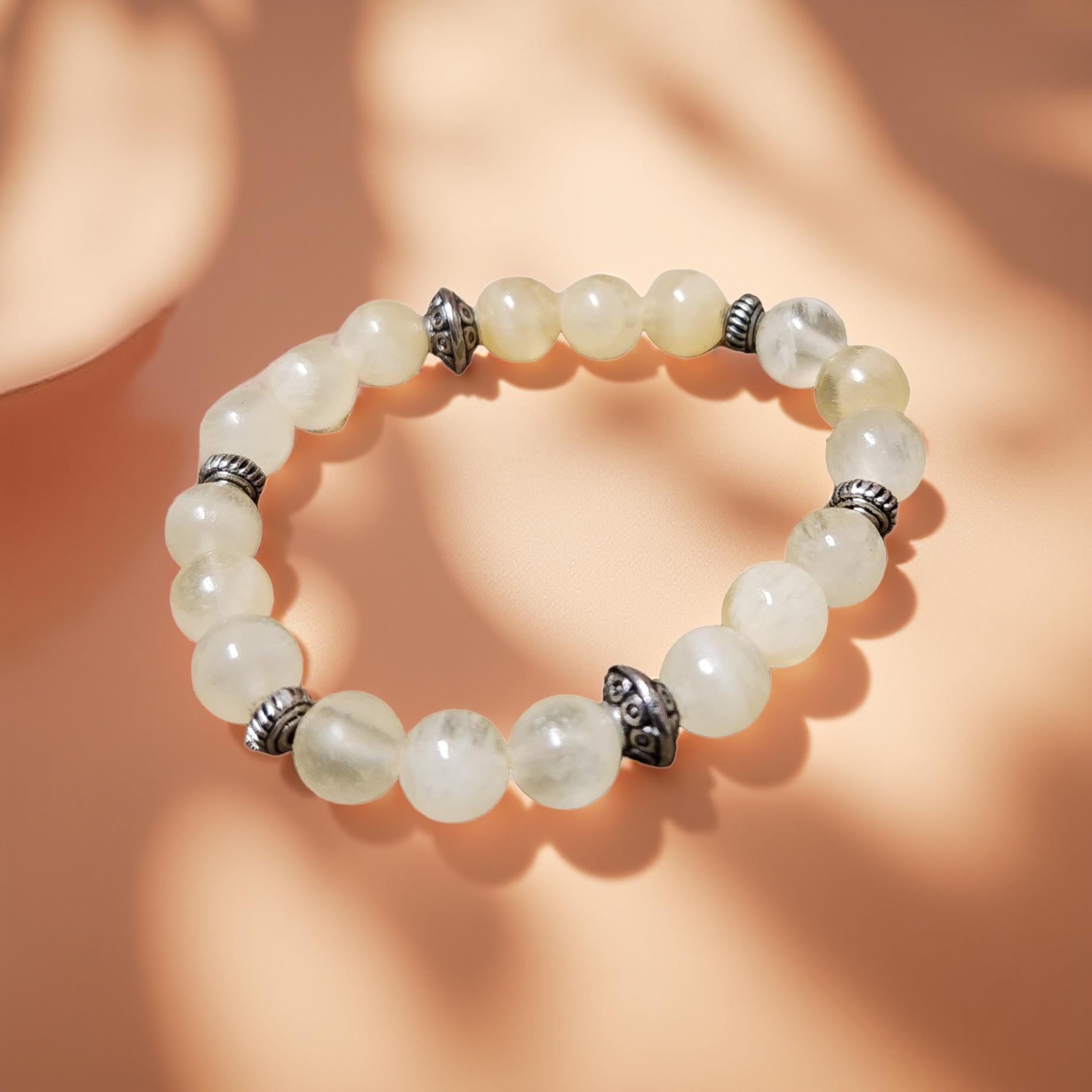 Kids Gemstone Bracelet – Natural Tumbled Beads - Cypress & Sage - Vermilion