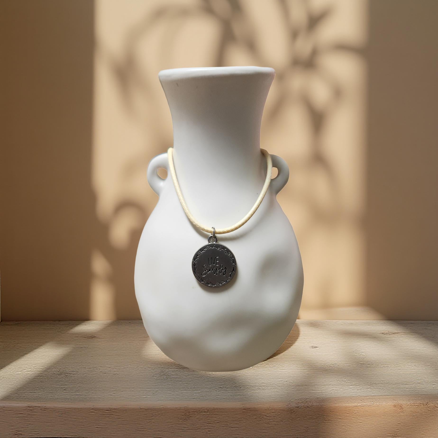 16" Inspirational Medallion Necklace – Meaningful Everyday Pendant - Cypress & Sage - Vermilion