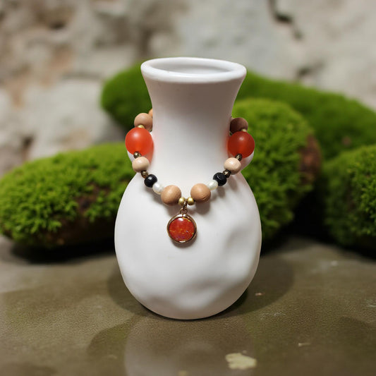 Decorative Wooden Bracelet – Natural Elegance - Cypress & Sage - Vermilion