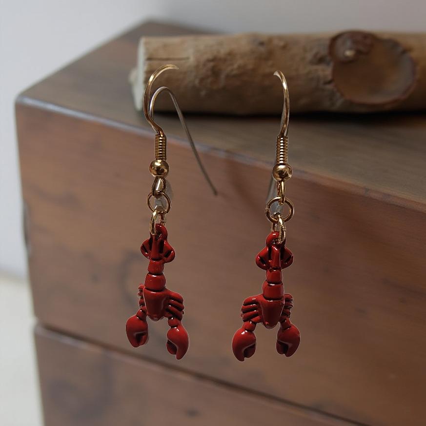 Handmade Crawfish Earrings – Louisiana‑Inspired Festival & Mardi Gras Jewelry - Cypress & Sage - Vermilion