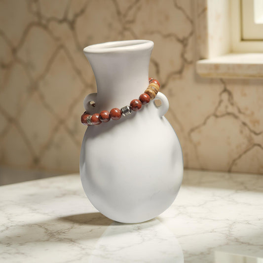 Red Jasper Stretch Bracelet – Natural Stone Healing Jewelry - Cypress & Sage - Vermilion