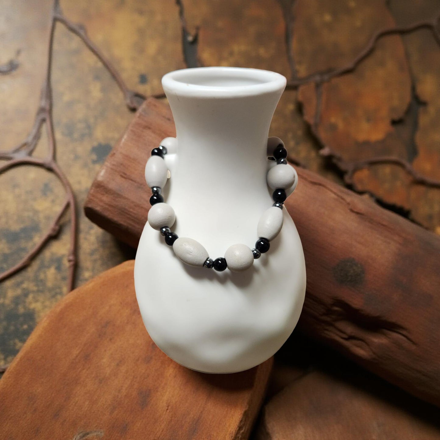 Decorative Wooden Bracelet – Natural Elegance - Cypress & Sage - Vermilion