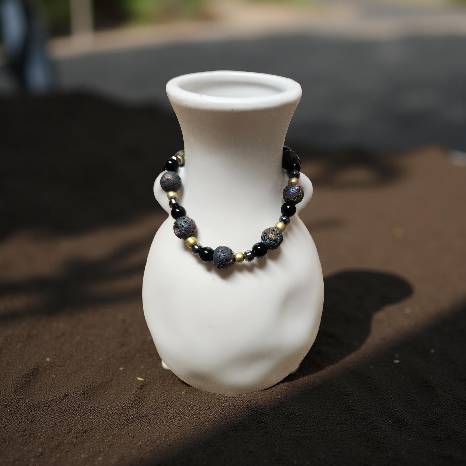 Aromatherapy Bracelet – Lava Rock Beads - Cypress & Sage - Vermilion