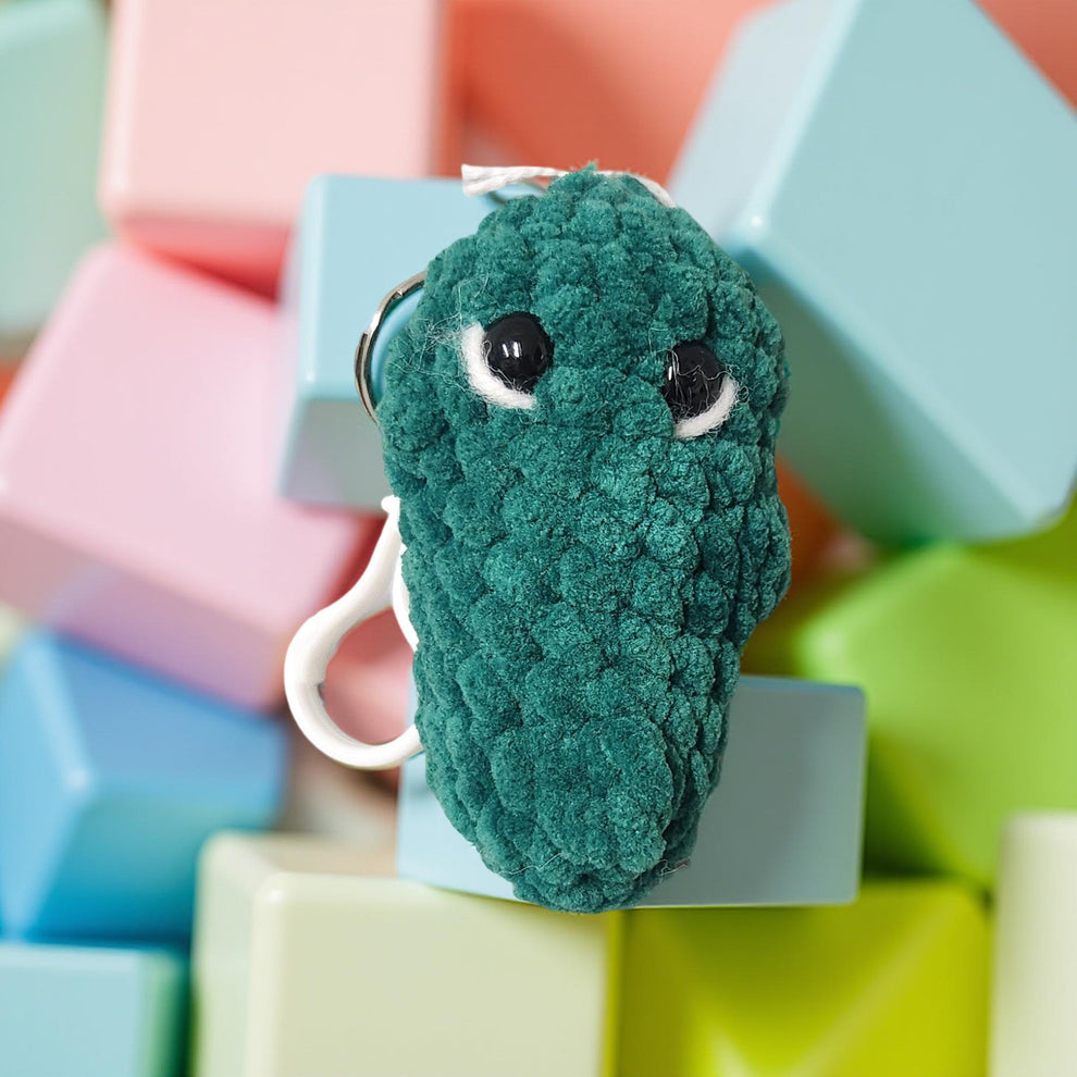 Handmade Crochet Stuffed Animal Keychains – Bear & Pickle - Cypress & Sage - Vermilion