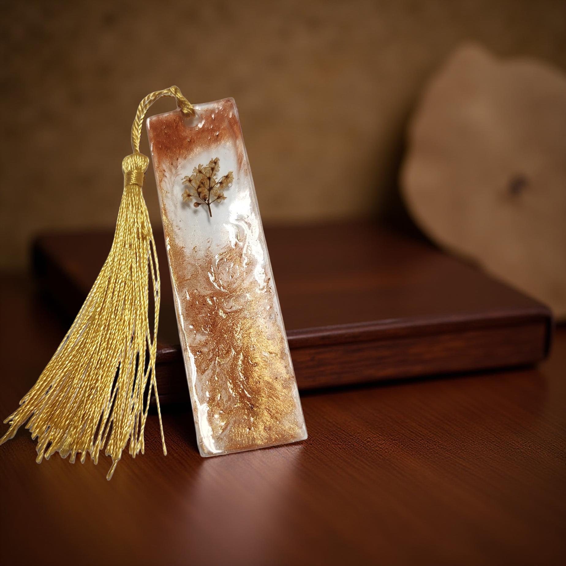 Handmade Resin Bookmark – One-of-a-kind with Beautiful Floral Designs - Cypress & Sage - Vermilion