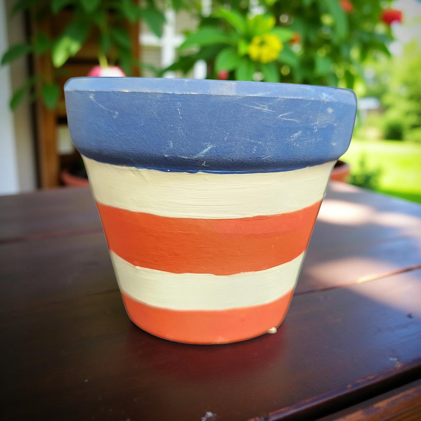 Hand‑Painted Terra Cotta Planter – 3 Inch Mini Pot for Succulents & Herbs - Cypress & Sage - Vermilion