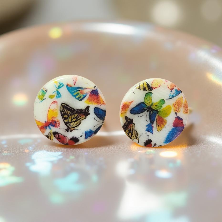 Handmade Butterfly & Floral Earrings – Lightweight, Pretty & Nature‑Inspired - Cypress & Sage - Vermilion