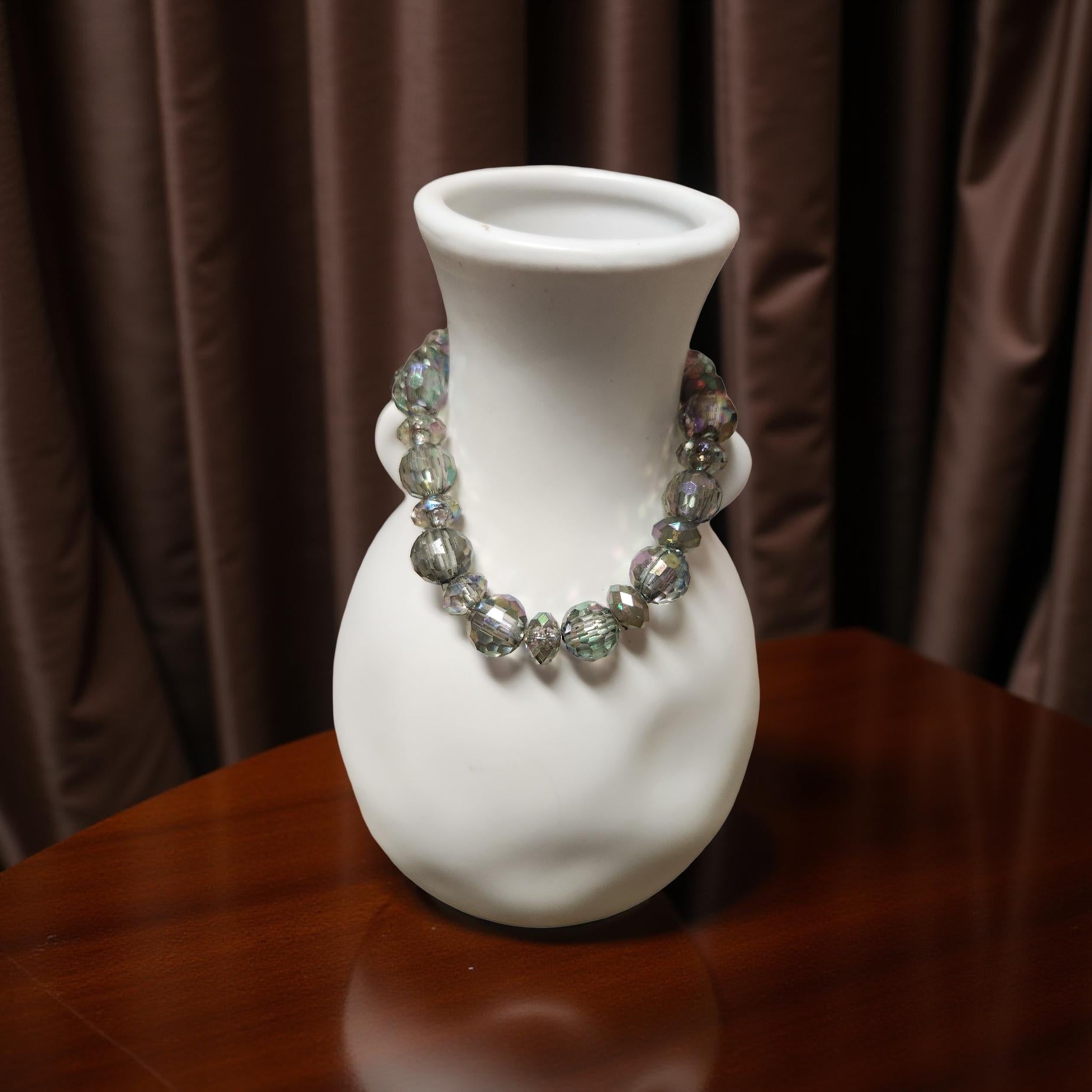 Handmade Iridescent Beaded Bracelets – Wood & Plastic Bead Mix - Cypress & Sage - Vermilion