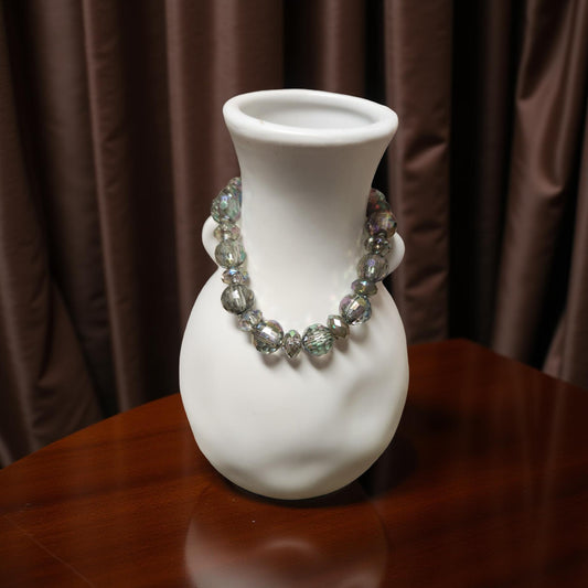 Handmade Iridescent Beaded Bracelets – Wood & Plastic Bead Mix - Cypress & Sage - Vermilion