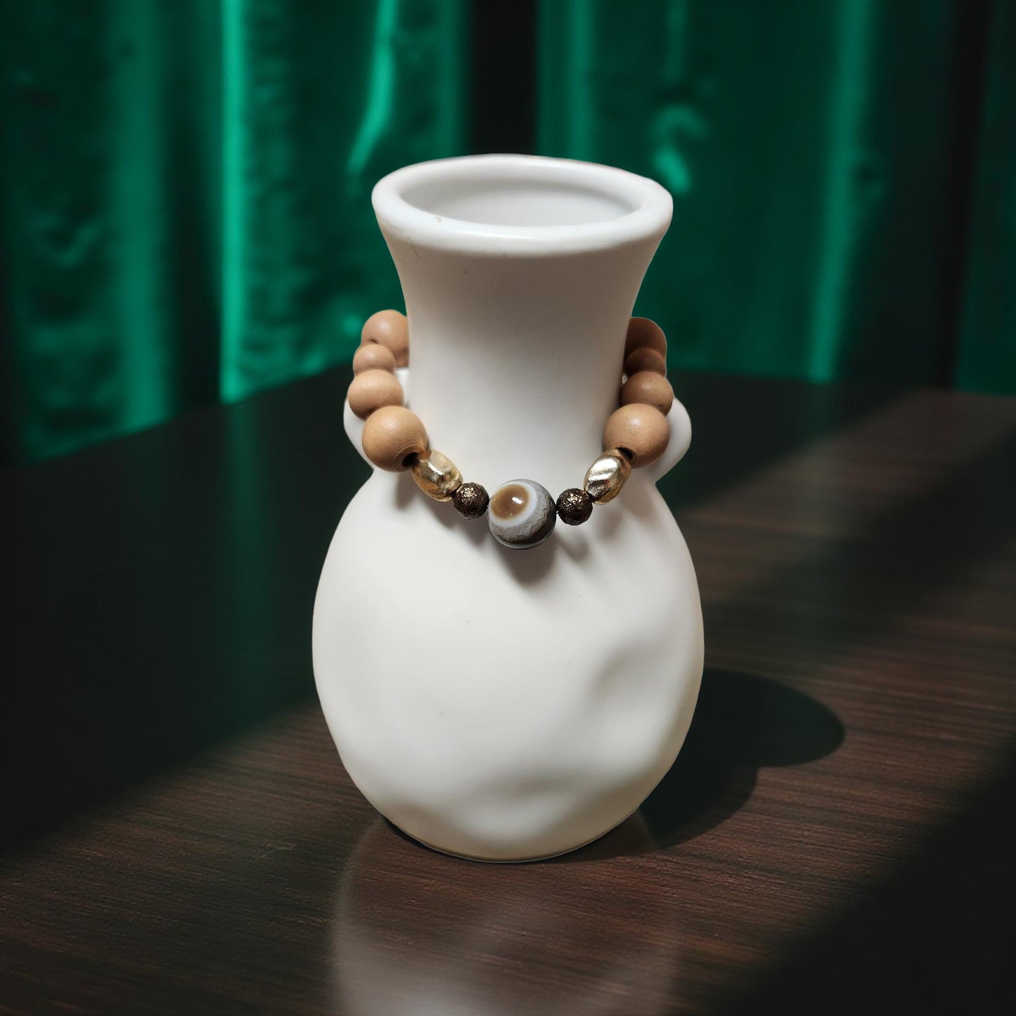 Decorative Wooden Bracelet – Natural Elegance - Cypress & Sage - Vermilion