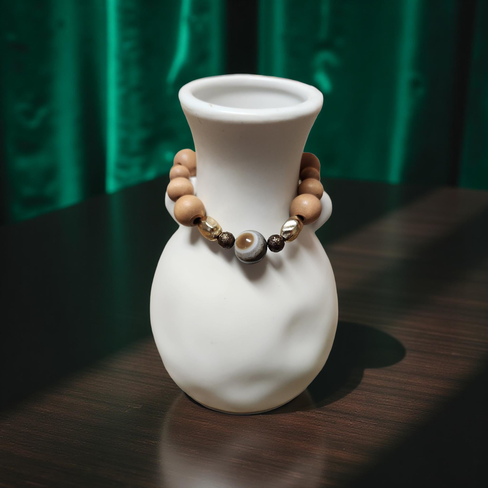 Decorative Wooden Bracelet – Natural Elegance - Cypress & Sage - Vermilion