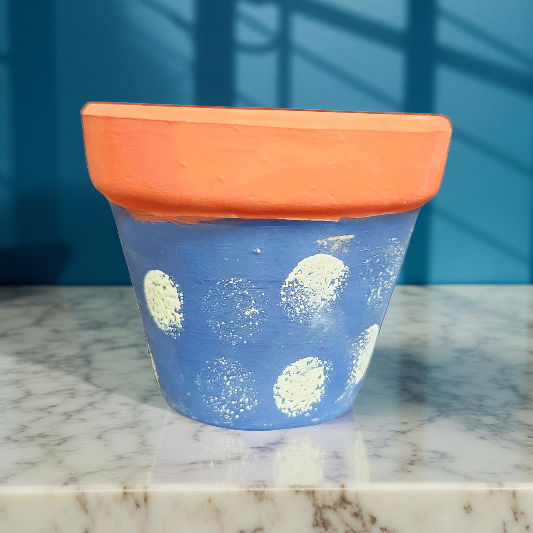 Hand‑Painted Terra Cotta Planter – 3 Inch Mini Pot for Succulents & Herbs - Cypress & Sage - Vermilion