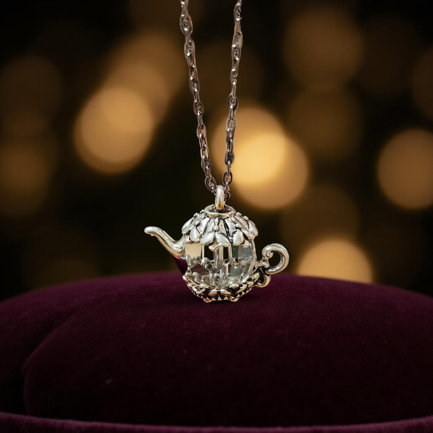 Teapot Pendant Necklace – Vintage Style - Cypress & Sage - Vermilion