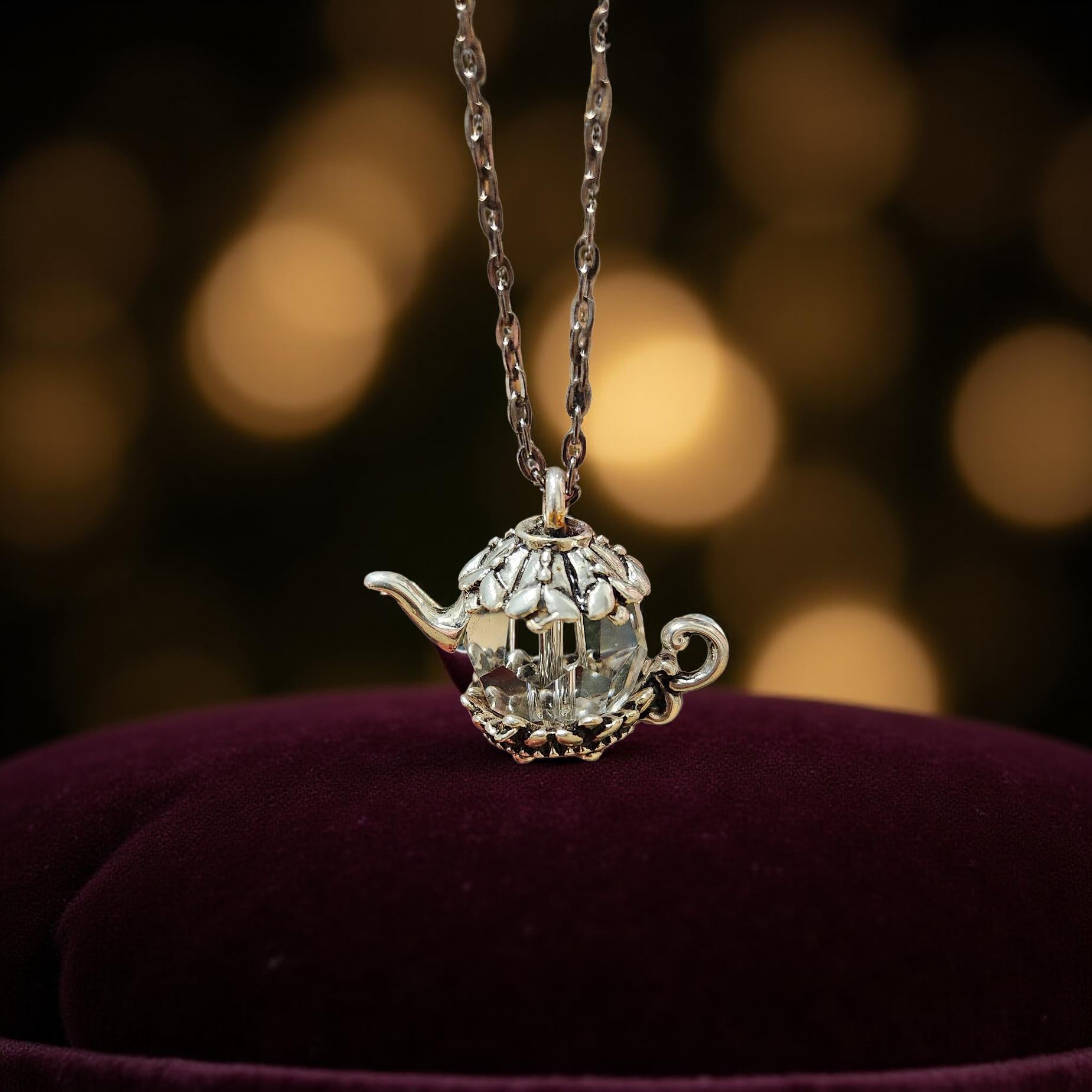 Teapot Pendant Necklace – Vintage Style - Cypress & Sage - Vermilion