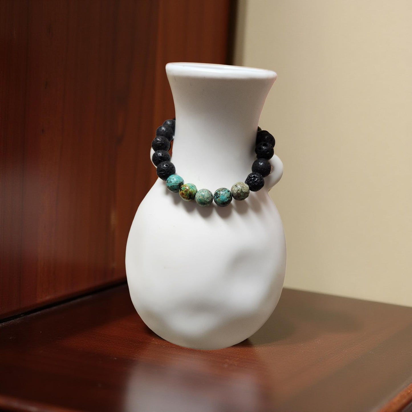 Aromatherapy Bracelet – Lava Rock Beads - Cypress & Sage - Vermilion