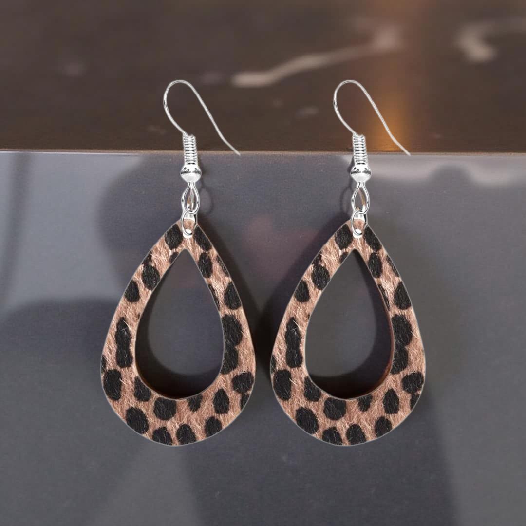 Animal Print Earrings – Cheetah or Leopard Boho Chic Statement Earrings - Cypress & Sage - Vermilion