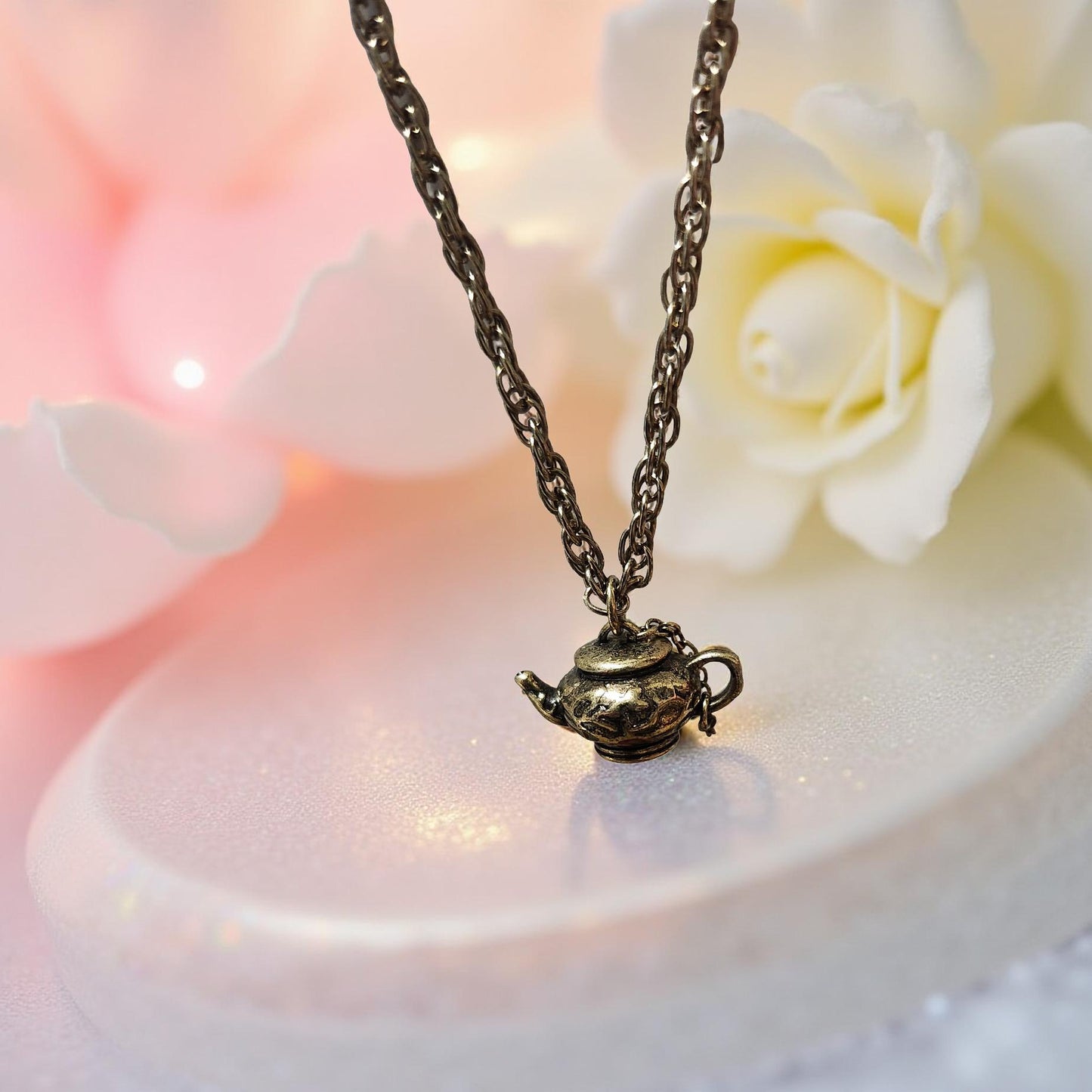 Teapot Pendant Necklace – Vintage Style - Cypress & Sage - Vermilion