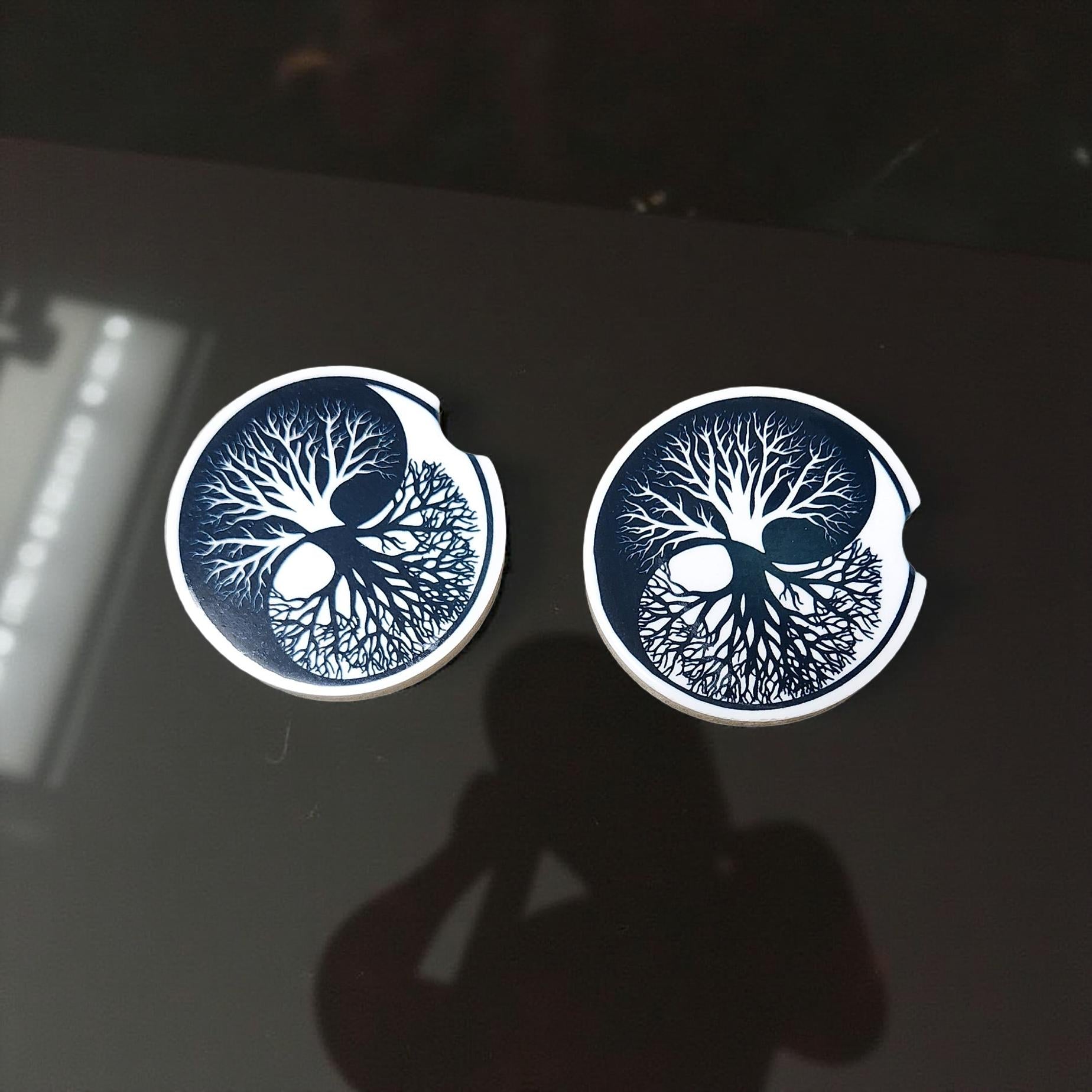 Absorbent Ceramic Car Coasters – Cup Holder Protectors for Cars - Cypress & Sage - Vermilion