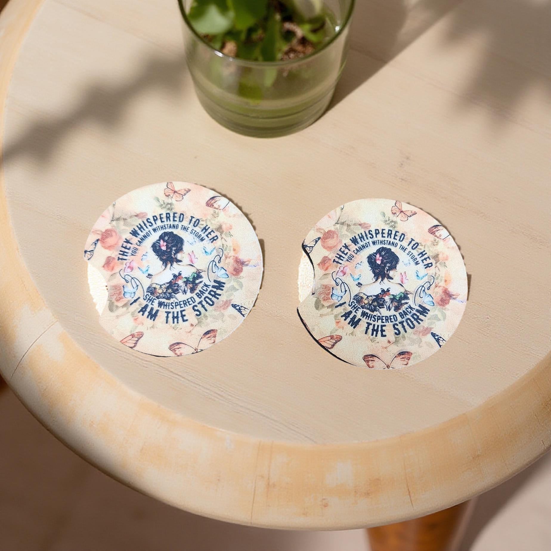 Cloth Cup Holder Coaster – Thick, Washable Car Accessory - Cypress & Sage - Vermilion