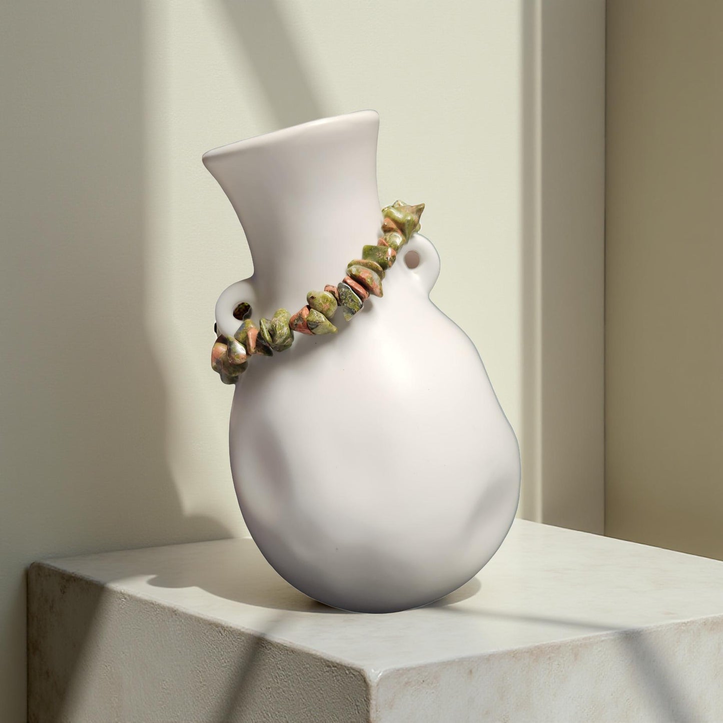 Unakite Stretch Bracelet – Earthy Green & Pink Stone Jewelry - Cypress & Sage - Vermilion