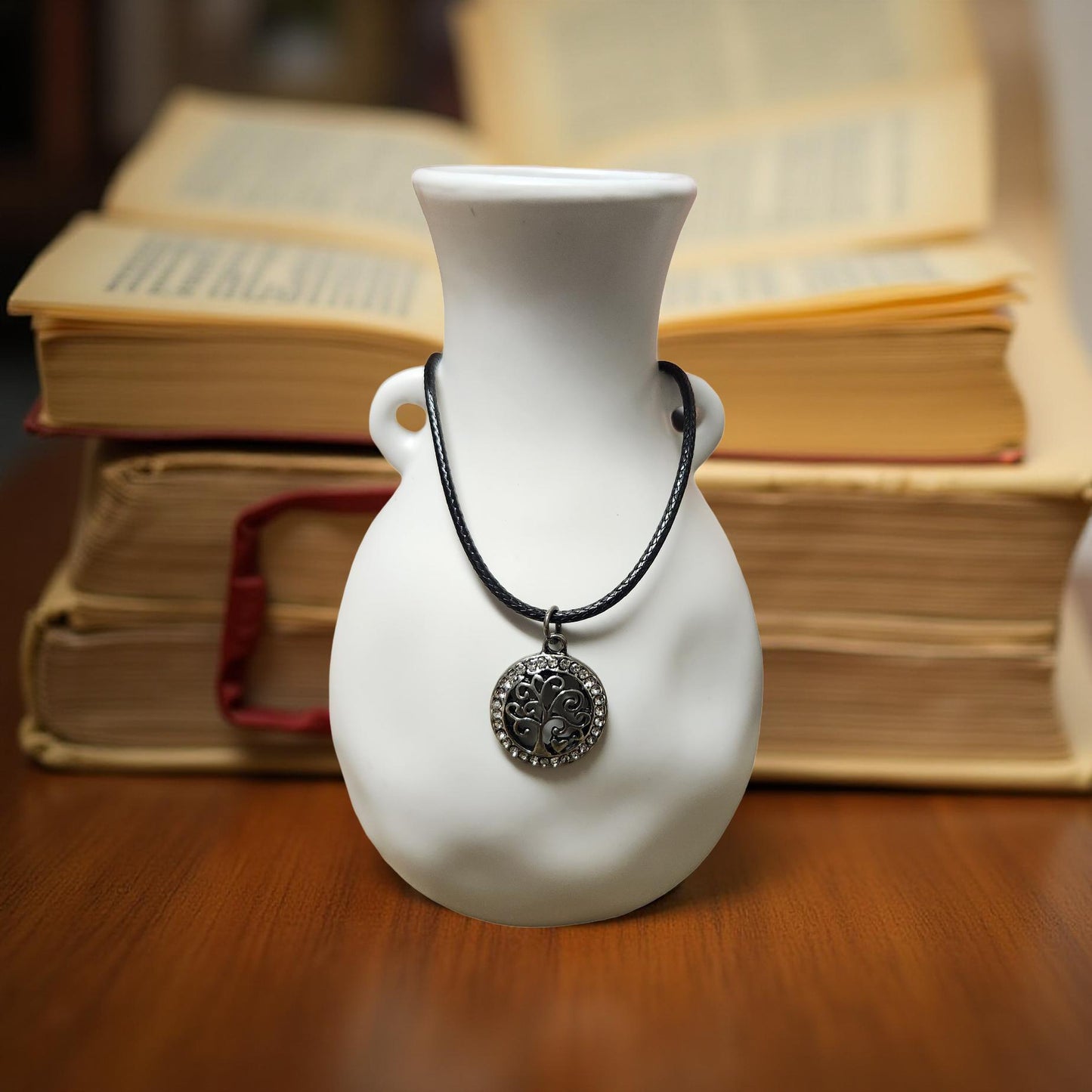 16" Inspirational Medallion Necklace – Meaningful Everyday Pendant - Cypress & Sage - Vermilion