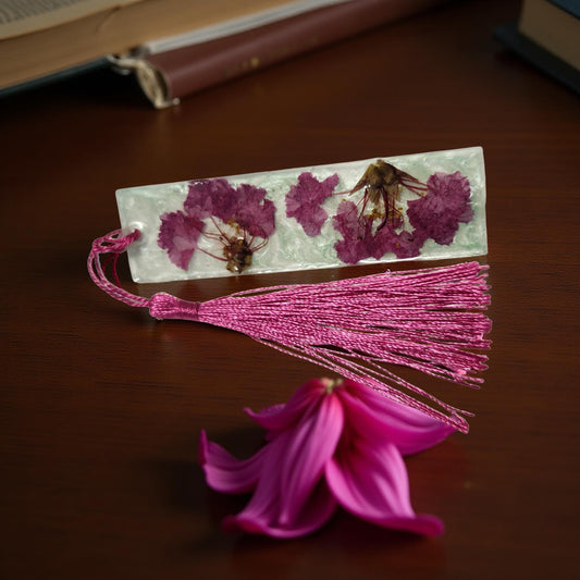 Handmade Resin Bookmark – One-of-a-kind with Beautiful Floral Designs - Cypress & Sage - Vermilion