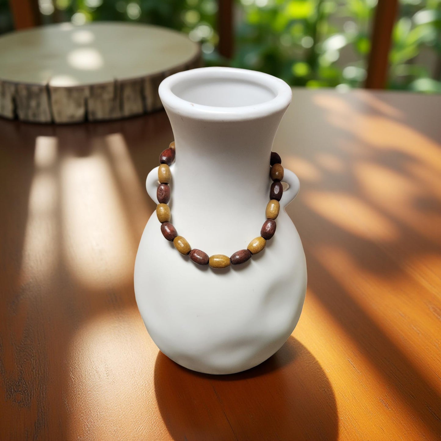 Wooden Beaded Bracelet – Stretch Fit (Size 6.5 & 7) - Cypress & Sage - Vermilion