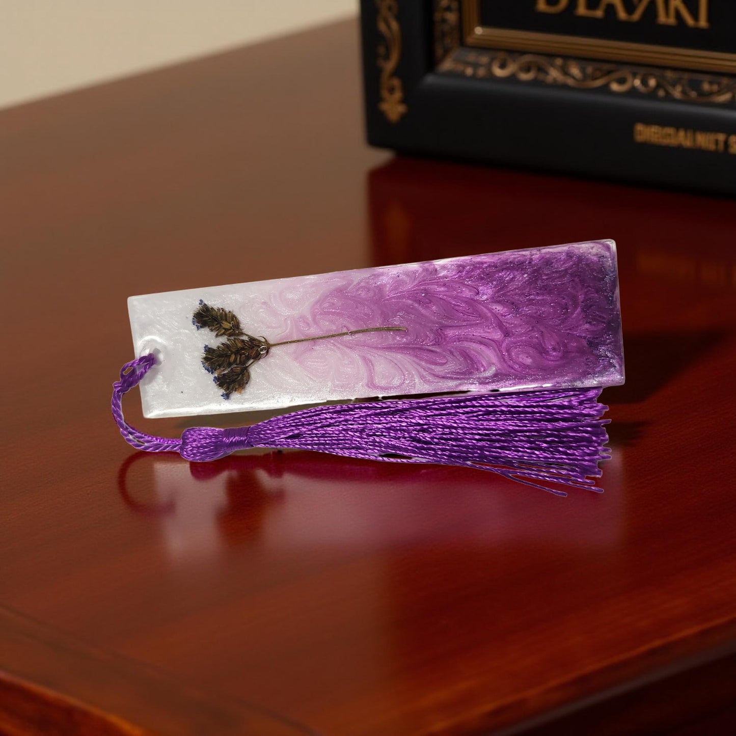 Handmade Resin Bookmark – One-of-a-kind with Beautiful Floral Designs - Cypress & Sage - Vermilion