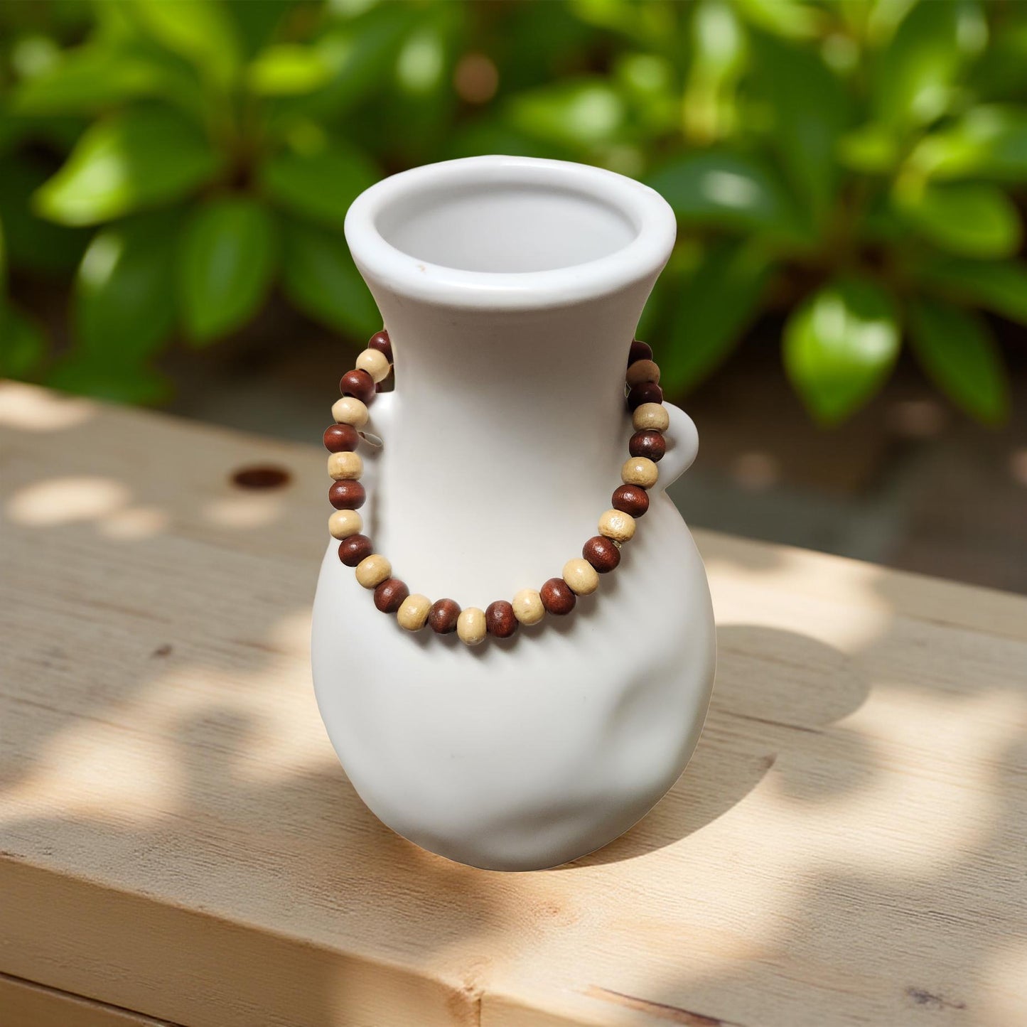 Wooden Beaded Bracelet – Stretch Fit (Size 6.5 & 7) - Cypress & Sage - Vermilion