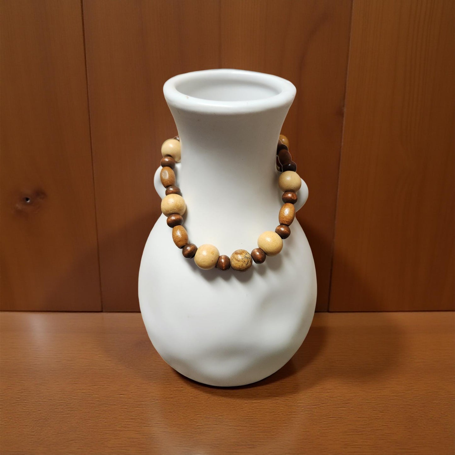 Wooden Beaded Bracelet – Stretch Fit (Size 7.5) - Cypress & Sage - Vermilion