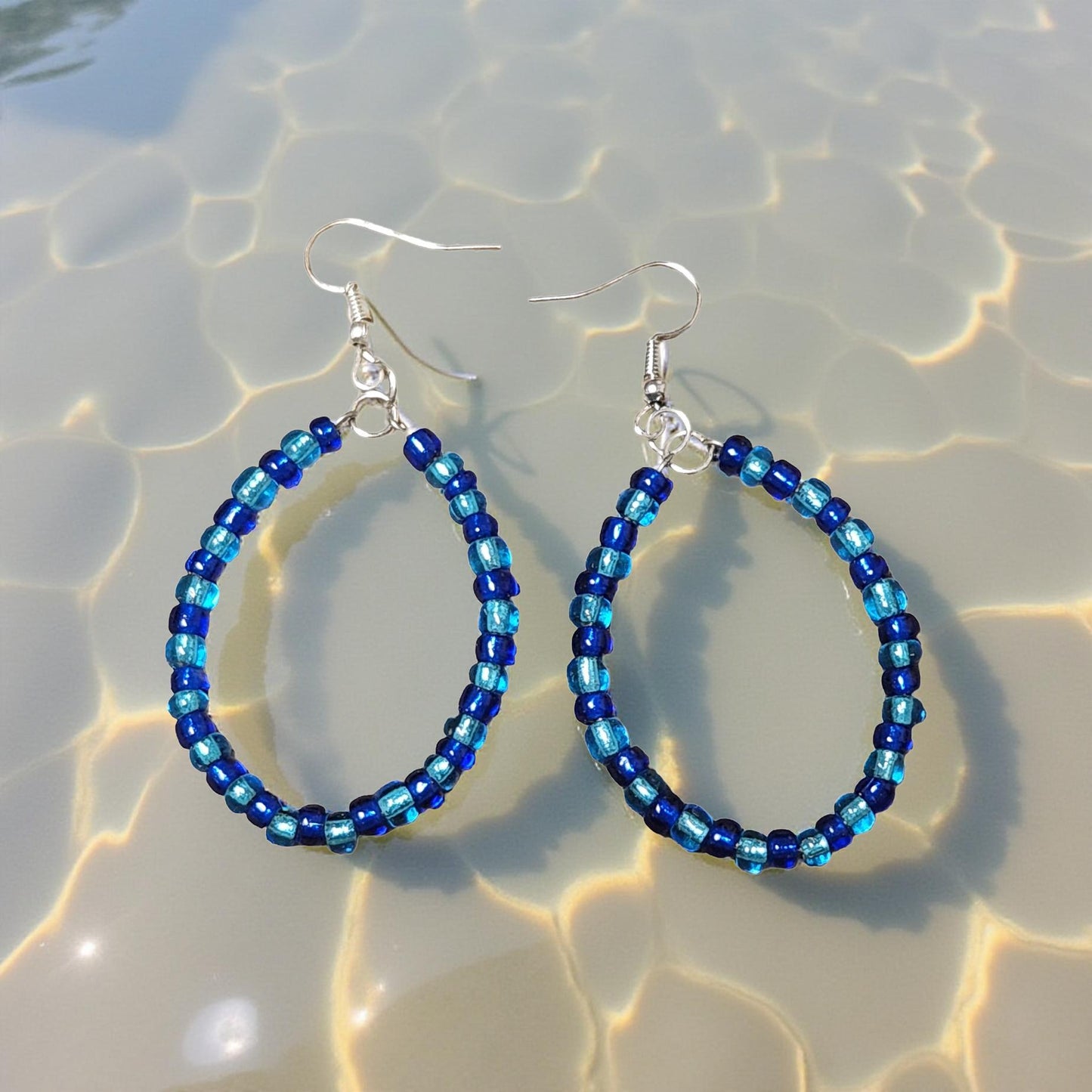 Colorful Seed Bead Hoop Earrings – Handmade, Lightweight Boho Jewelry - Cypress & Sage - Vermilion