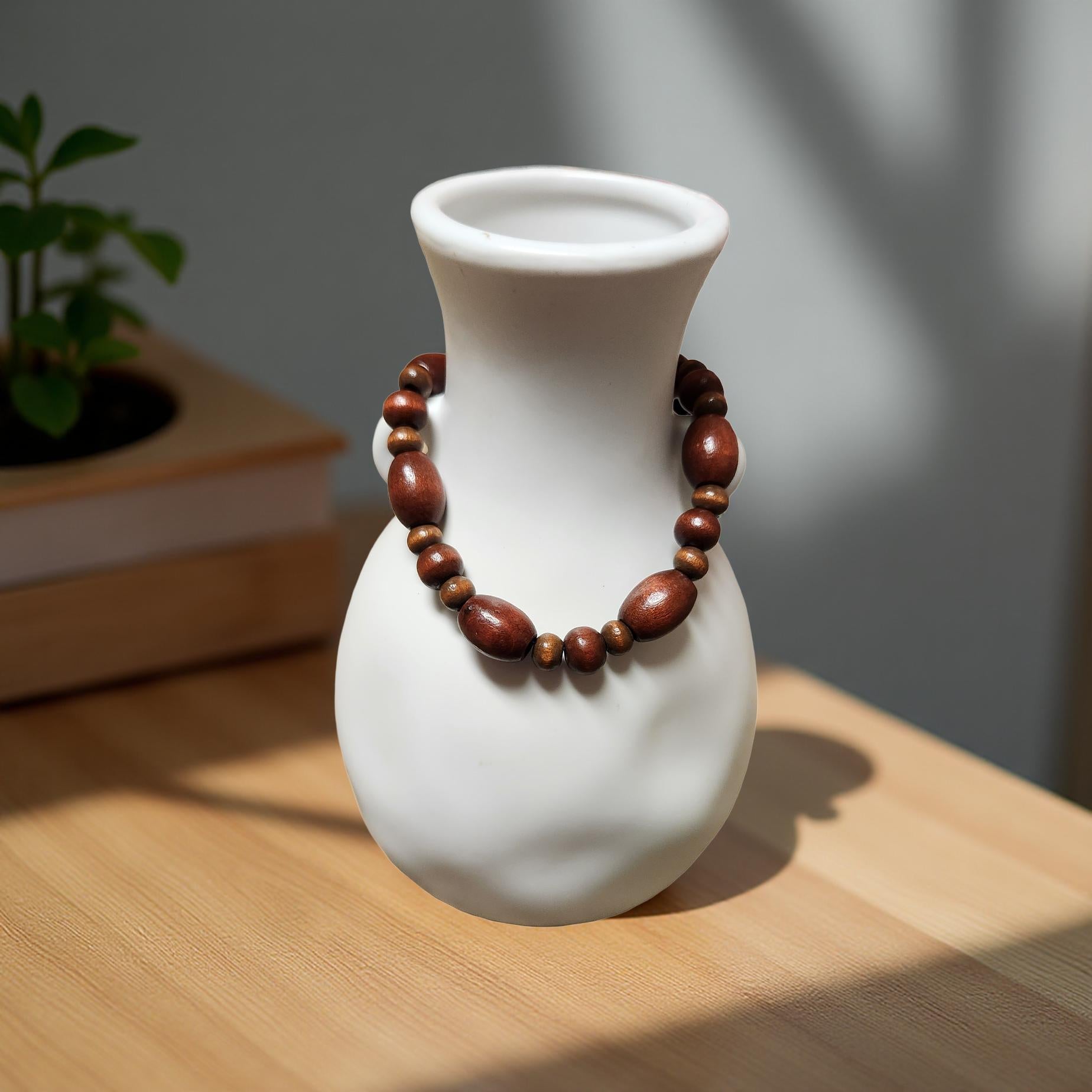 Wooden Beaded Bracelet – Stretch Fit (Size 8 & 9) - Cypress & Sage - Vermilion