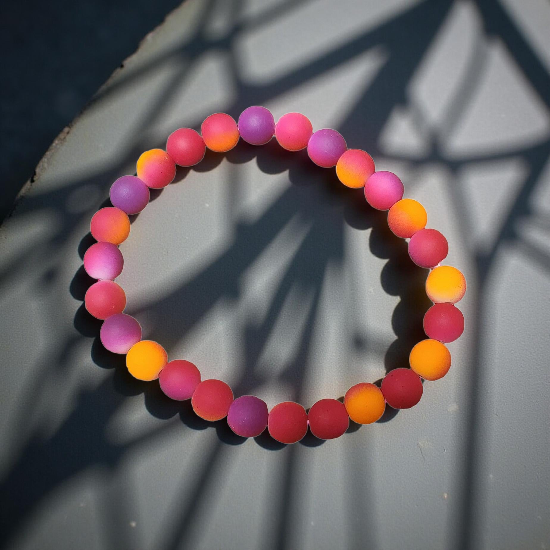 Adult Neon Multi‑Color Bracelet – Vibrant Beaded Jewelry for Everyday Fun - Cypress & Sage - Vermilion