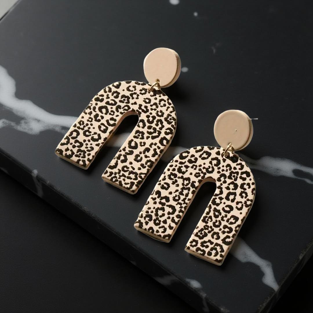 Cheetah & Leopard Arc Earrings – Boho Chic Animal Print Statement Jewelry - Cypress & Sage - Vermilion