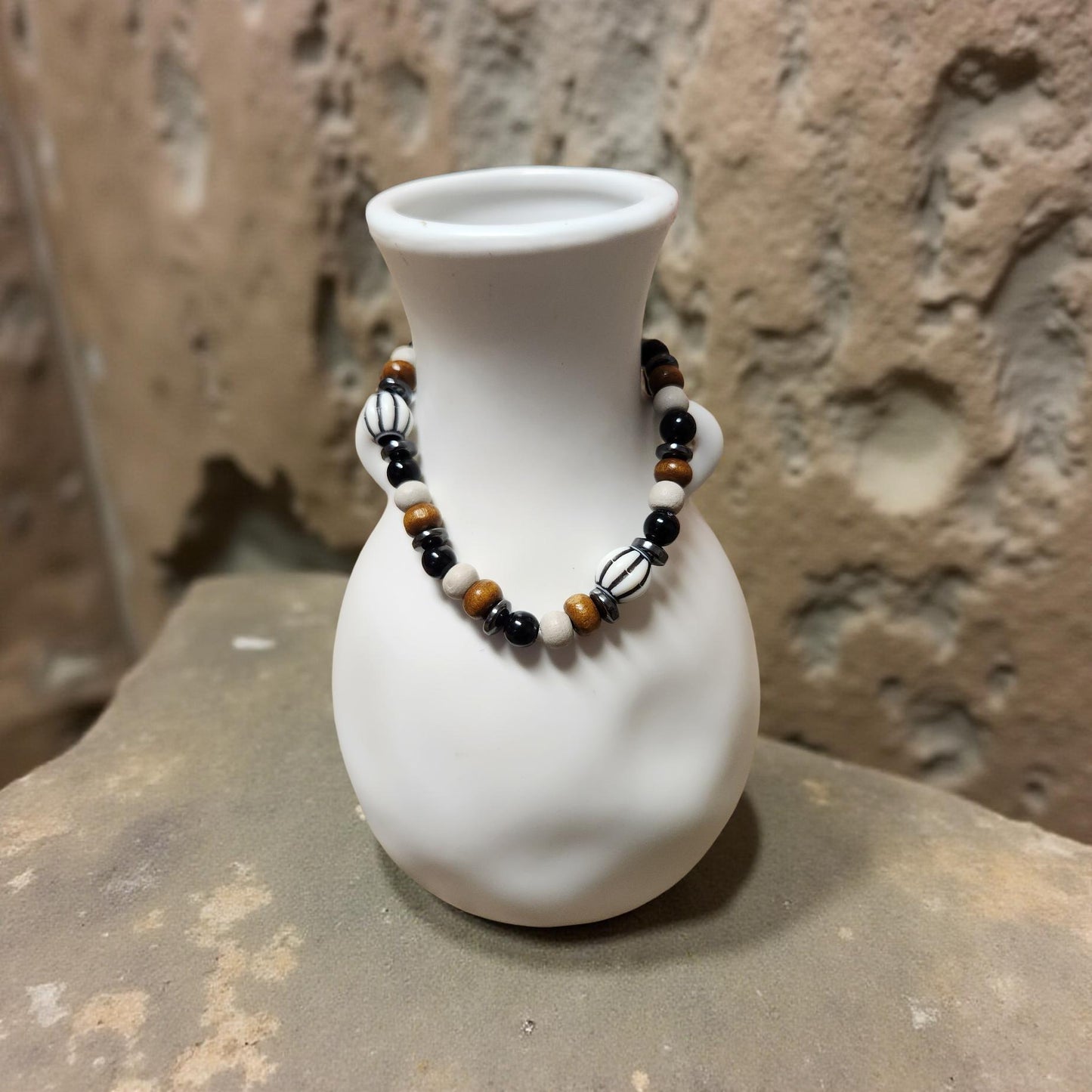 Decorative Wooden Bracelet – Natural Elegance - Cypress & Sage - Vermilion