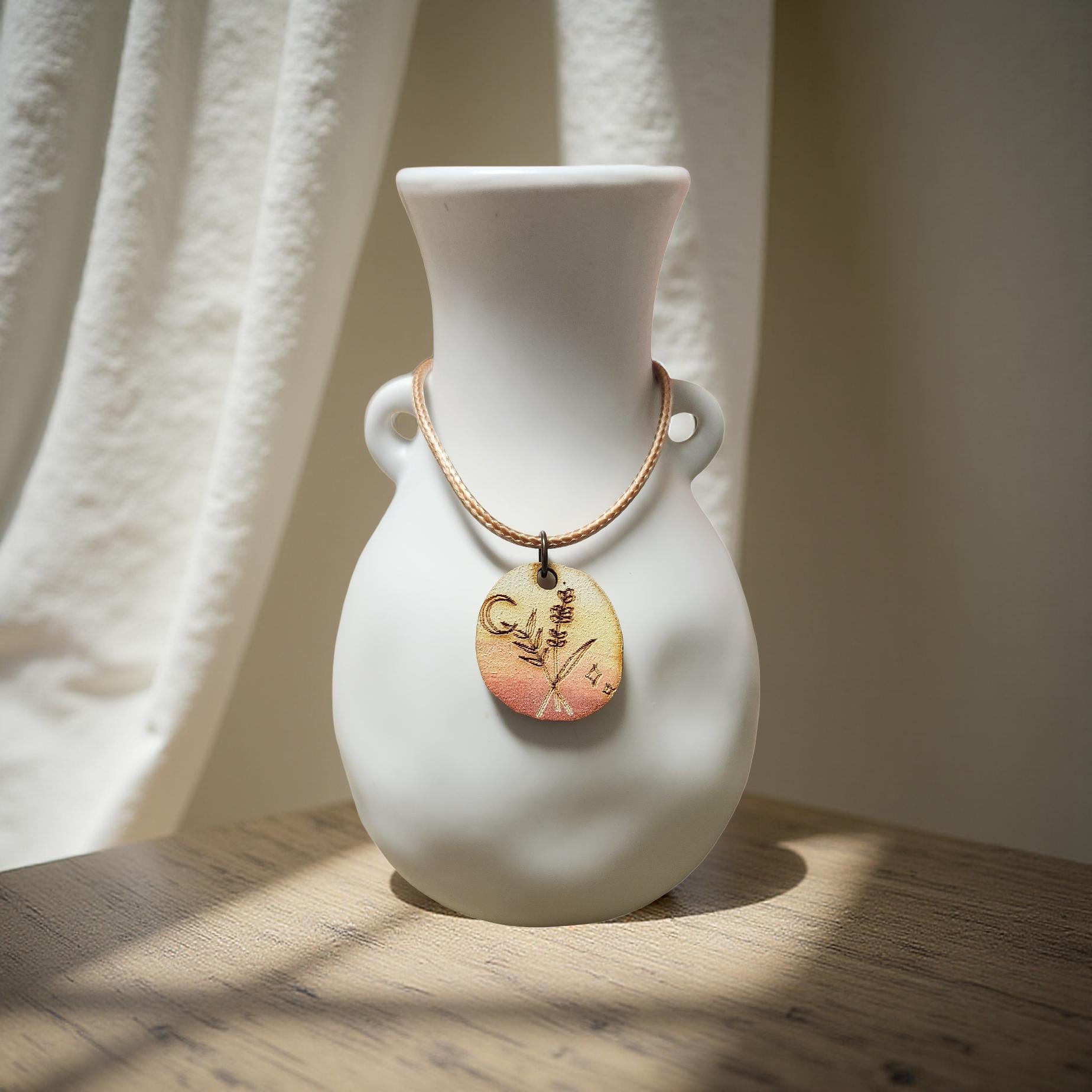16" Inspirational Medallion Necklace – Meaningful Everyday Pendant - Cypress & Sage - Vermilion