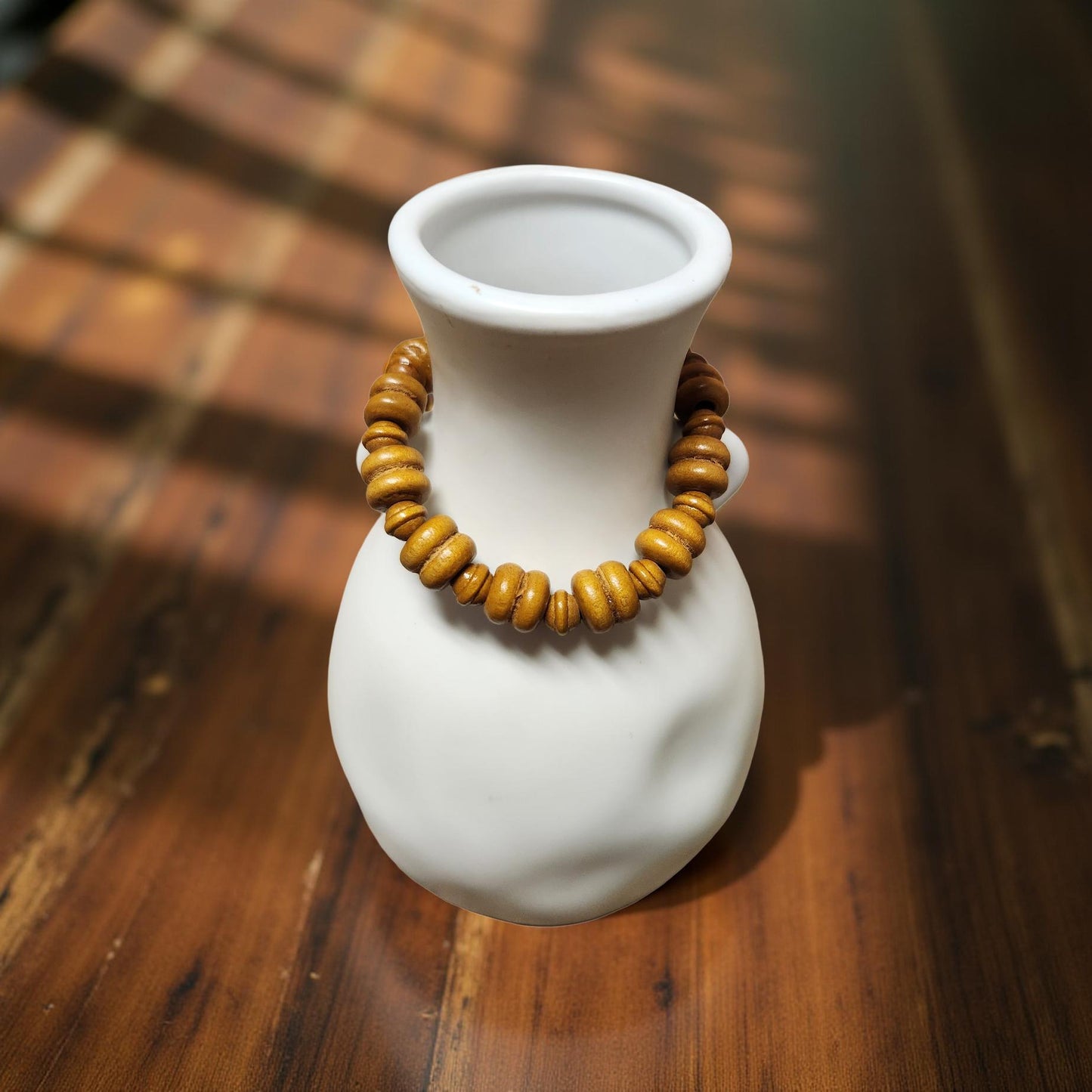 Wooden Beaded Bracelet – Stretch Fit (Size 6.5 & 7) - Cypress & Sage - Vermilion