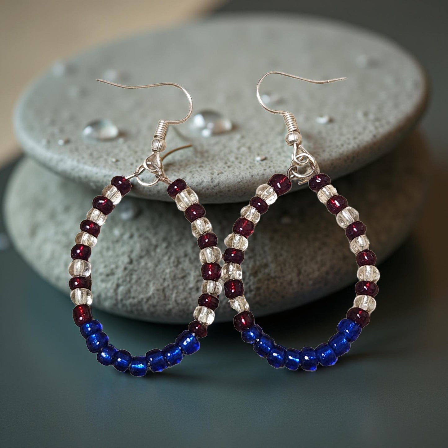 Colorful Seed Bead Hoop Earrings – Handmade, Lightweight Boho Jewelry - Cypress & Sage - Vermilion